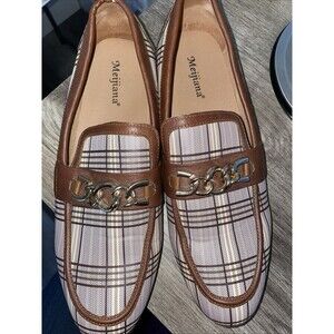Meijiana Men's 10 Dress Shoes Plaid Gold Chain Loafers VNC